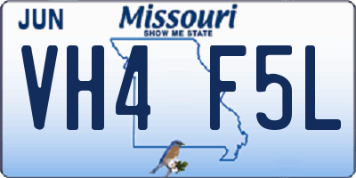 MO license plate VH4F5L