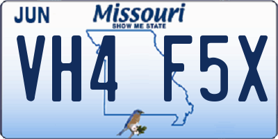 MO license plate VH4F5X