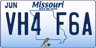 MO license plate VH4F6A