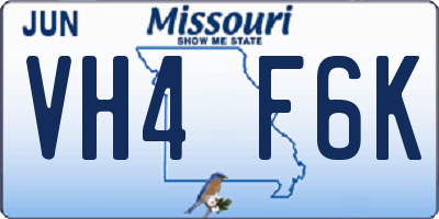 MO license plate VH4F6K