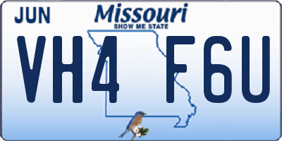 MO license plate VH4F6U