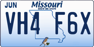 MO license plate VH4F6X