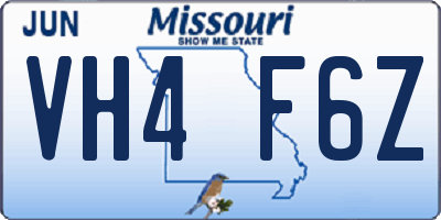 MO license plate VH4F6Z