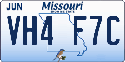 MO license plate VH4F7C