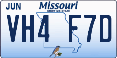 MO license plate VH4F7D