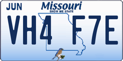 MO license plate VH4F7E
