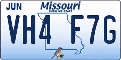 MO license plate VH4F7G