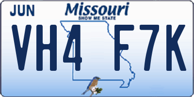 MO license plate VH4F7K