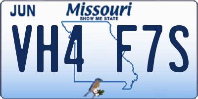 MO license plate VH4F7S