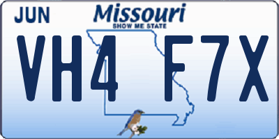 MO license plate VH4F7X