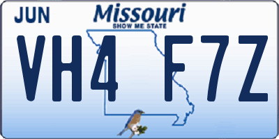 MO license plate VH4F7Z