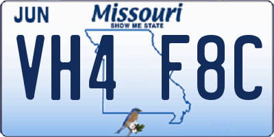 MO license plate VH4F8C
