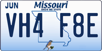 MO license plate VH4F8E