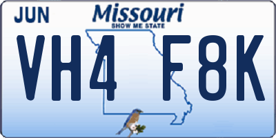 MO license plate VH4F8K