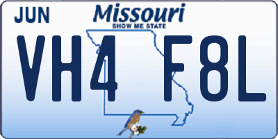 MO license plate VH4F8L