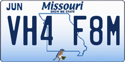 MO license plate VH4F8M