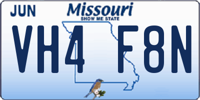 MO license plate VH4F8N