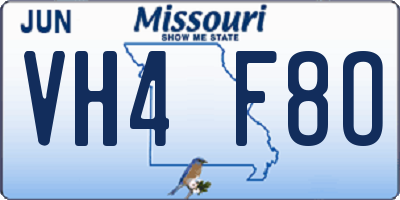 MO license plate VH4F8O