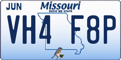 MO license plate VH4F8P