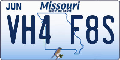 MO license plate VH4F8S