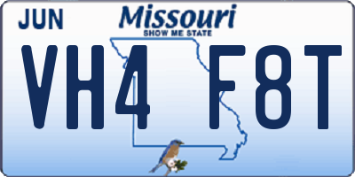 MO license plate VH4F8T
