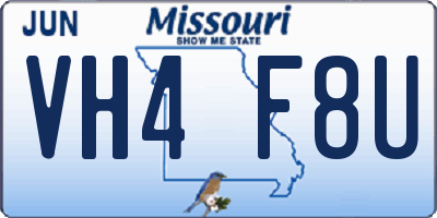 MO license plate VH4F8U