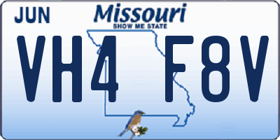 MO license plate VH4F8V