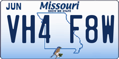 MO license plate VH4F8W