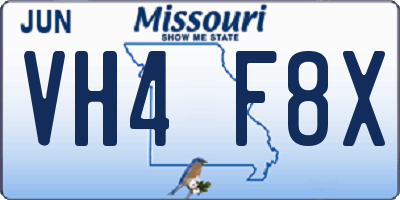 MO license plate VH4F8X