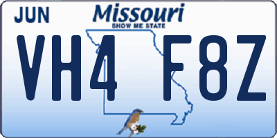 MO license plate VH4F8Z