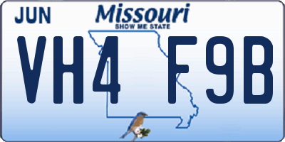 MO license plate VH4F9B
