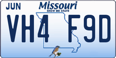 MO license plate VH4F9D