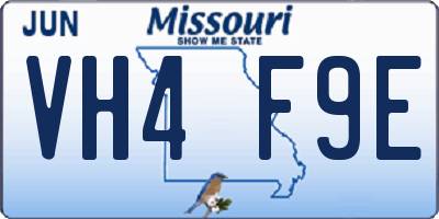 MO license plate VH4F9E