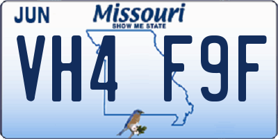 MO license plate VH4F9F