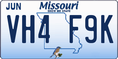 MO license plate VH4F9K