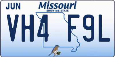MO license plate VH4F9L
