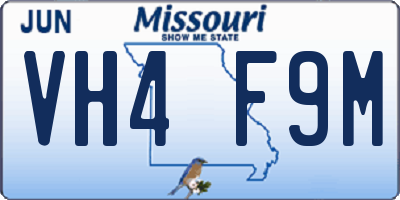 MO license plate VH4F9M