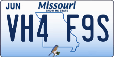MO license plate VH4F9S