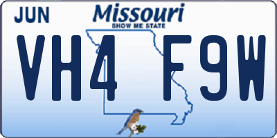 MO license plate VH4F9W