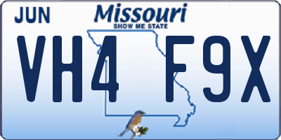 MO license plate VH4F9X