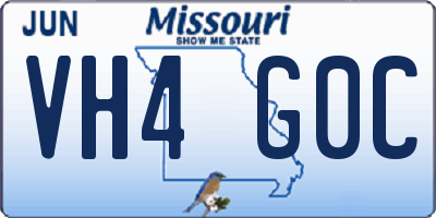 MO license plate VH4G0C