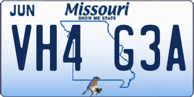 MO license plate VH4G3A