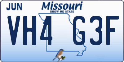 MO license plate VH4G3F
