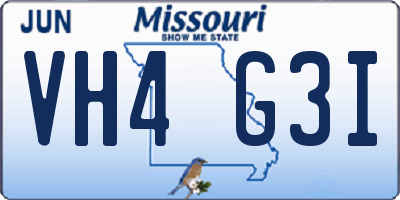 MO license plate VH4G3I