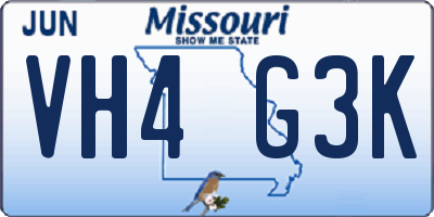 MO license plate VH4G3K