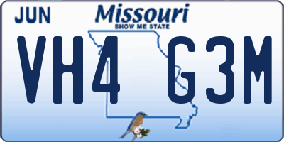 MO license plate VH4G3M