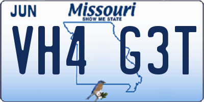 MO license plate VH4G3T