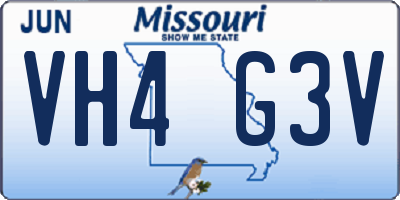 MO license plate VH4G3V