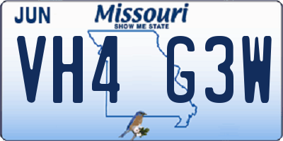 MO license plate VH4G3W