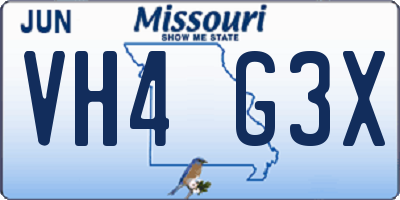 MO license plate VH4G3X